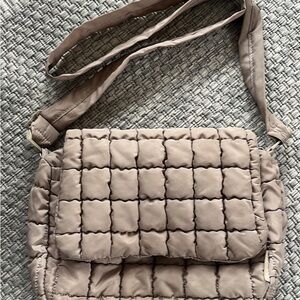 Elegant Quilted Crossbody Bag in Taupe